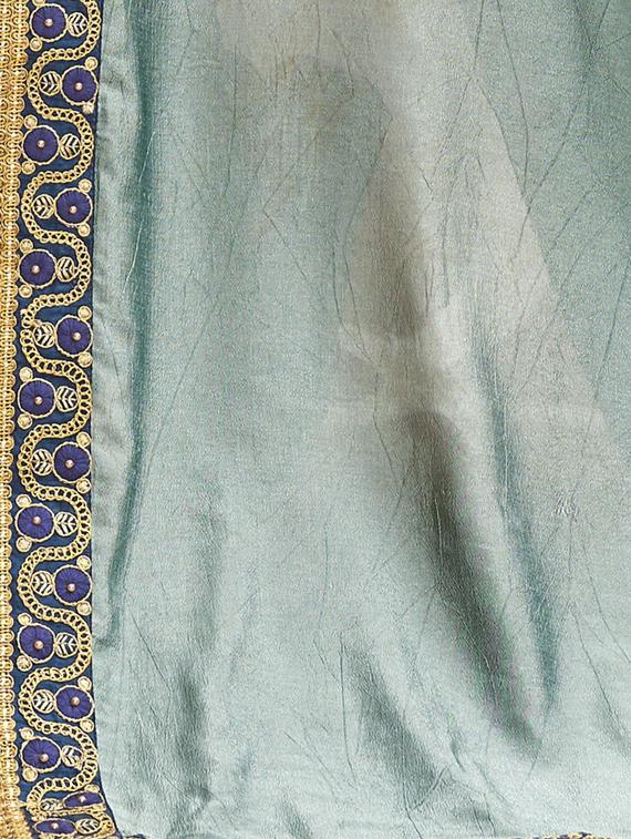 embroidered half and half saree with blouse - 17091260 - Zoom Image - 2