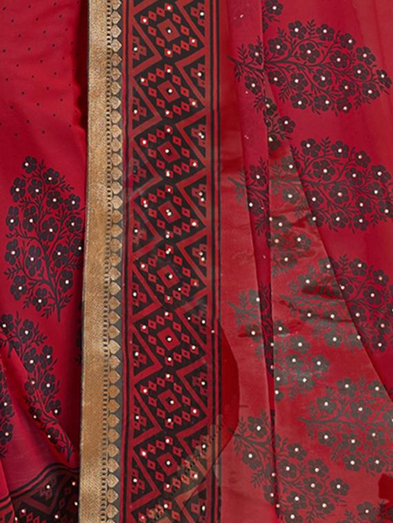 floral printed saree with blouse - 17091326 - Zoom Image - 2