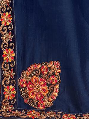 embroidered half and half saree with blouse - 17091411 - Standard Image - 2