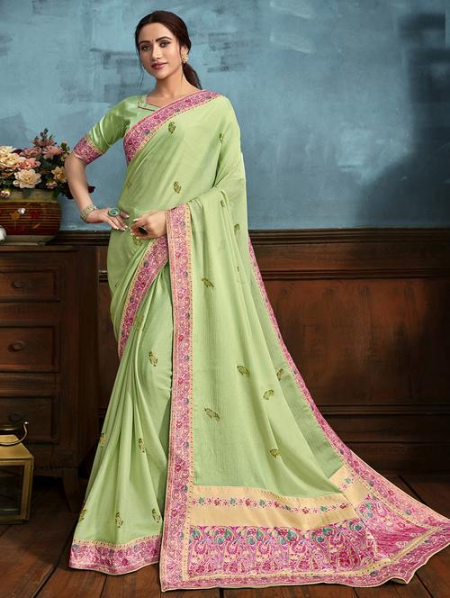 bordered printed saree with blouse - 17091420 - Standard Image - 1