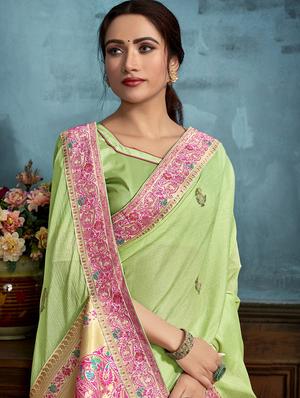 bordered printed saree with blouse - 17091420 - Standard Image - 2