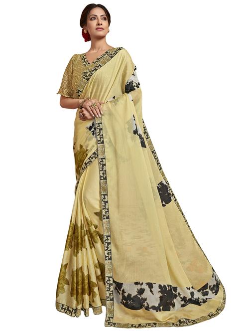 floral printed saree with blouse - 17091432 - Standard Image - 1