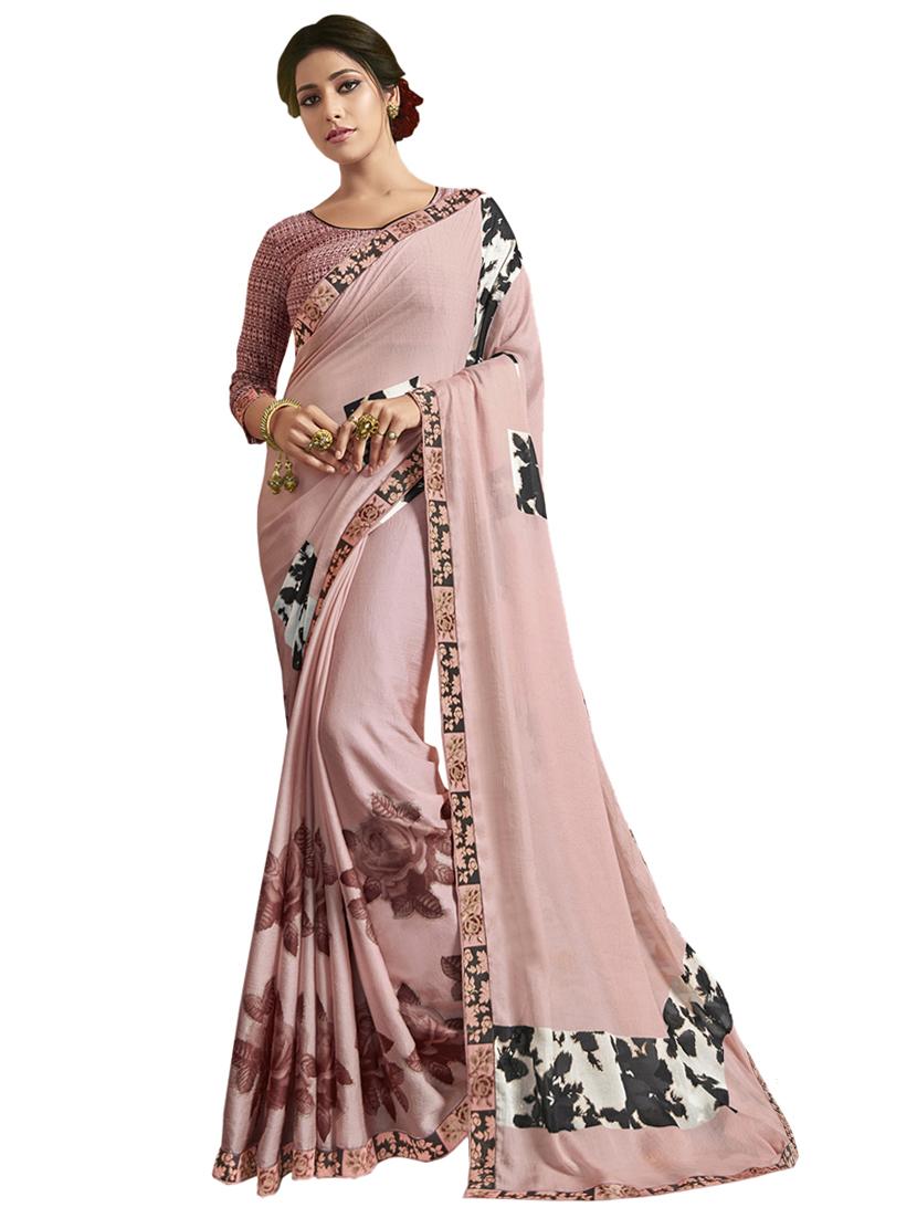 floral printed saree with blouse - 17091436 - Zoom Image - 1