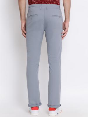 grey solid flat front casual trouser - 17091564 - Standard Image - 3
