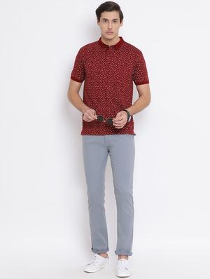 grey solid flat front casual trouser - 17091564 - Standard Image - 4
