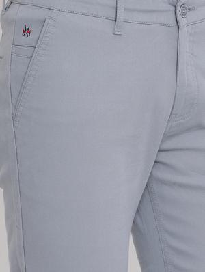 grey solid flat front casual trouser - 17091564 - Standard Image - 5