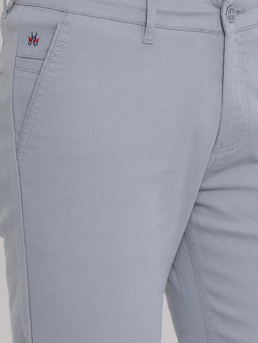 grey solid flat front casual trouser - 17091564 - Zoom Image - 5