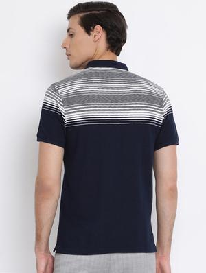 navy blue striped collared t-shirt - 17091581 - Standard Image - 3