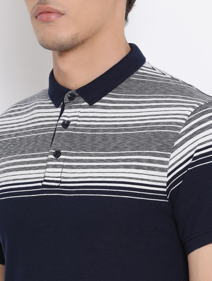navy blue striped collared t-shirt - 17091581 - Zoom Image - 5