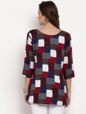 printed a-line kurti - 17091622 - Standard Image - 3
