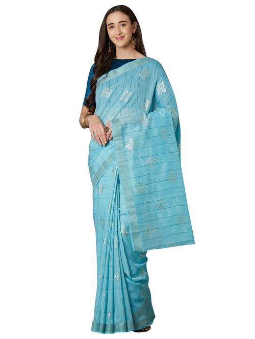 pastel printed saree with blouse - 17091979 - Very Small Image - 1