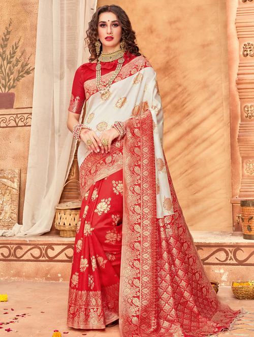 foil print banarasi saree with blouse - 17092000 - Standard Image - 1