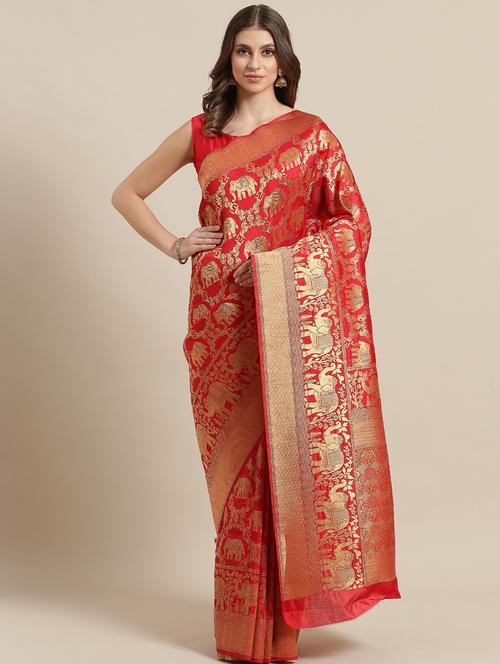 self design banarasi saree with blouse - 17092017 - Standard Image - 1