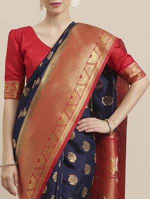 paisley woven saree with blouse - 17092019 - Standard Image - 3