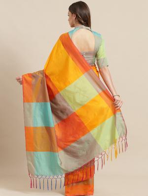 color block woven saree with blouse - 17092025 - Standard Image - 2