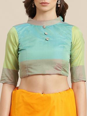 color block woven saree with blouse - 17092025 - Standard Image - 4
