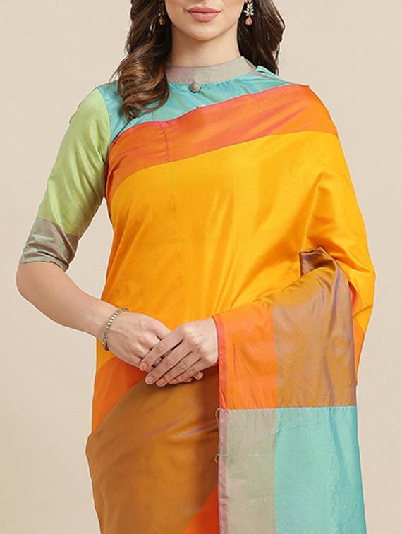 color block woven saree with blouse - 17092025 - Zoom Image - 3