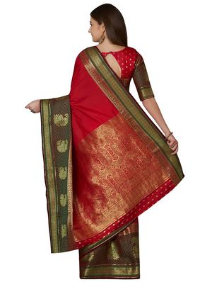 printed woven saree with blouse - 17092036 - Standard Image - 2