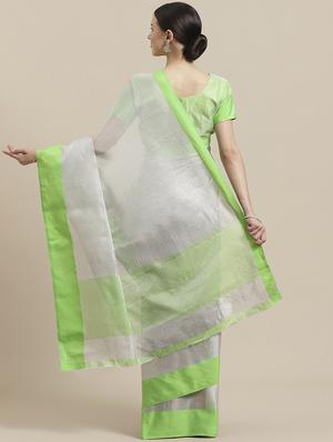 solid bordered saree with blouse - 17092061 - Standard Image - 2
