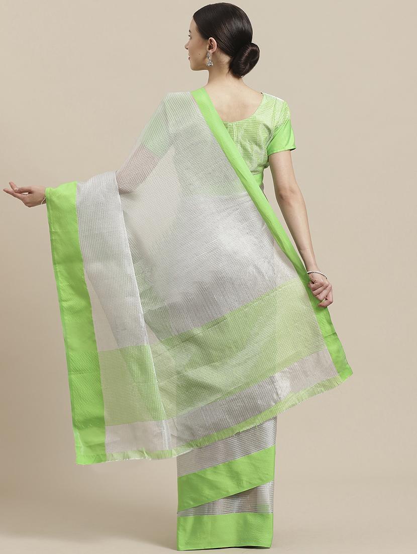 solid bordered saree with blouse - 17092061 - Zoom Image - 2