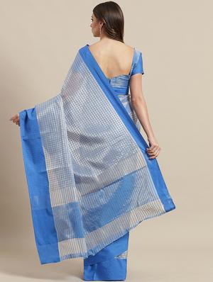 solid bordered saree with blouse - 17092070 - Standard Image - 2
