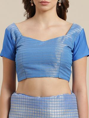 solid bordered saree with blouse - 17092070 - Standard Image - 3