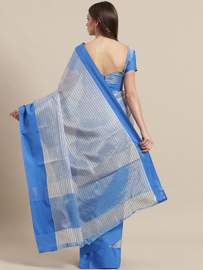 solid bordered saree with blouse - 17092070 - Zoom Image - 2