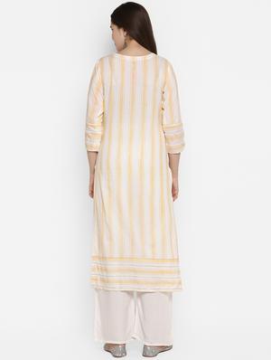 striped straight kurta - 17092105 - Standard Image - 3