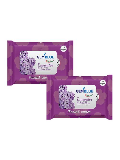 gemblue biocare facial wipes lavender, pack of 25 set of 2 - 17092353 - Standard Image - 1