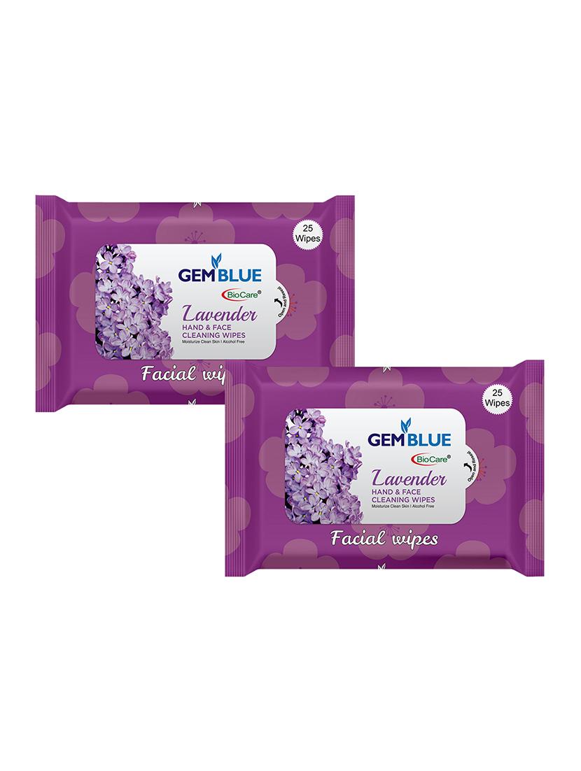 gemblue biocare facial wipes lavender, pack of 25 set of 2 - 17092353 - Zoom Image - 1