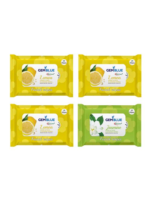 gemblue biocare lavender + lemon + rose + ocean facial wipes pack of 4 - 17092361 - Standard Image - 1