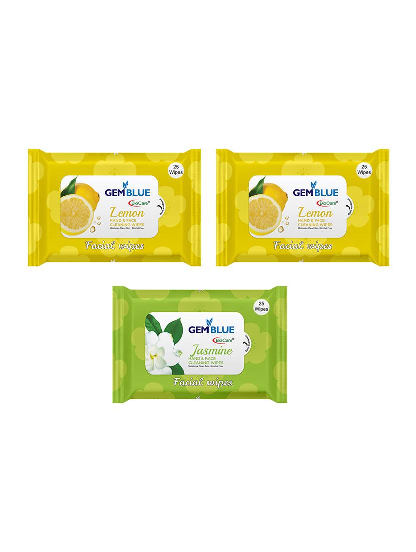 gemblue biocare lemon + lemon + jasmine facial wipes pack of 3 - 17092368 - Zoom Image - 1
