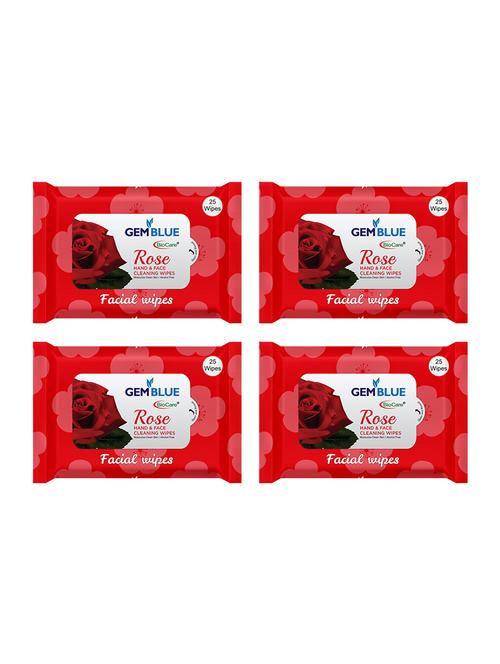 gemblue biocare rose facial wipes pack of 4 - 17092380 - Standard Image - 1