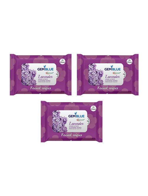 gemblue biocare lavender facial wipes pack of 3 - 17092388 - Standard Image - 1