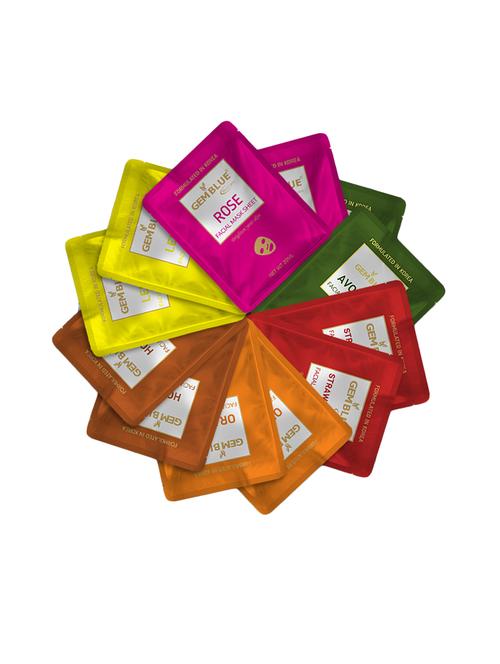 gemblue biocare rose+avocado+strawberry+orange+honey+lemon facial sheet mask pack of 12 - 17092424 - Standard Image - 1