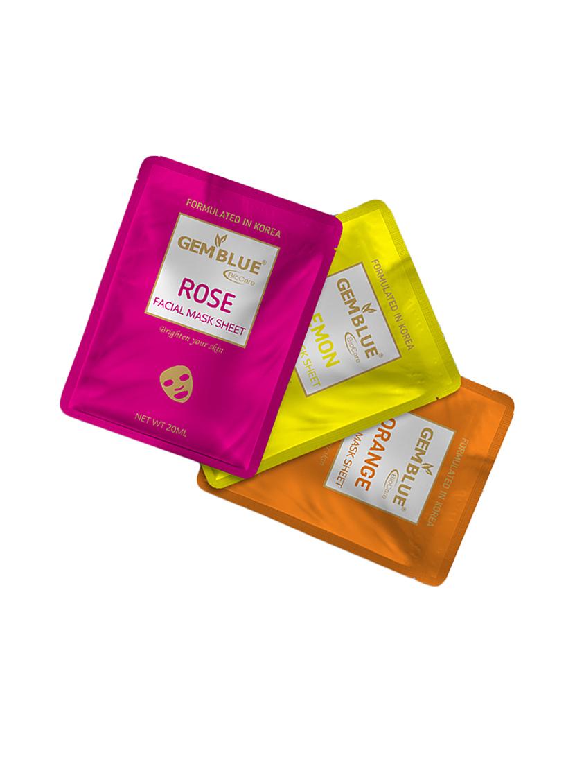 gemblue biocare rose+lemon+orange facial sheet mask pack of 3 - 17092429 - Zoom Image - 1