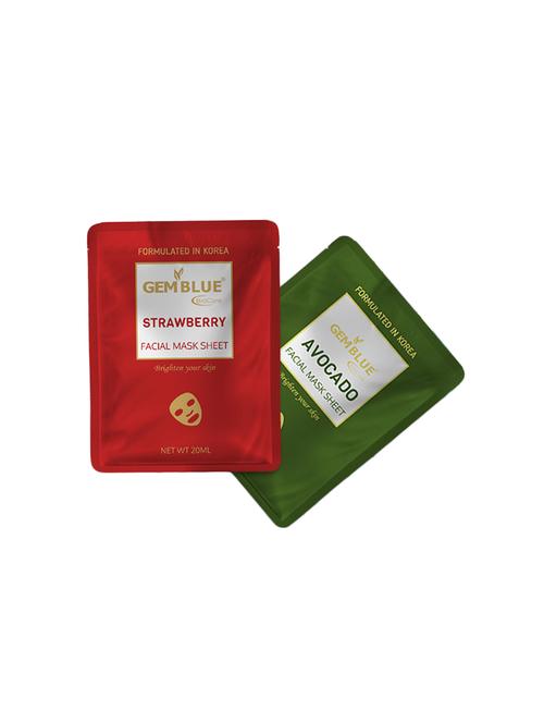 gemblue biocare strawberry+avocado facial sheet mask pack of 2 - 17092430 - Standard Image - 1