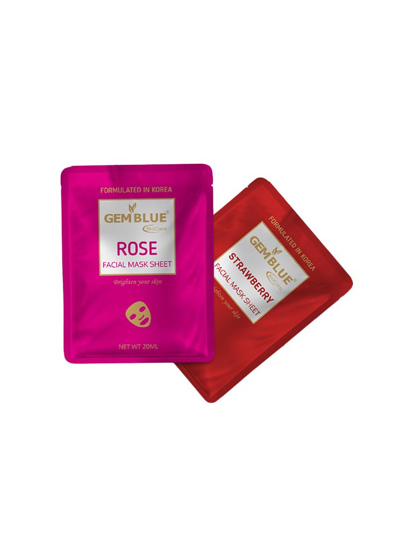 gemblue biocare rose+strawberry facial sheet mask pack of 2 - 17092431 - Zoom Image - 1