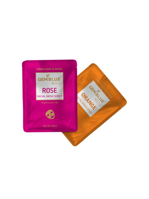 gemblue biocare rose+orange facial sheet mask pack of 2 - 17092432 - Standard Image - 1