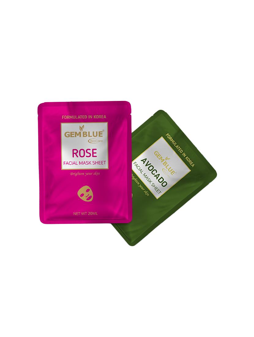 gemblue biocare rose+avocado facial sheet mask pack of 2 - 17092435 - Zoom Image - 1