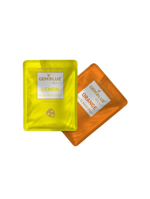 gemblue biocare lemon + orange facial mask sheet pack of 2 - 17092440 - Standard Image - 1