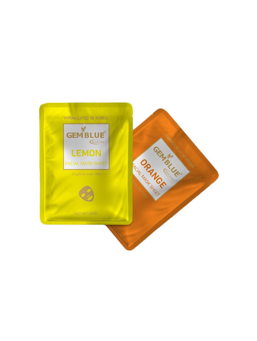 gemblue biocare lemon + orange facial mask sheet pack of 2 - 17092440 - Zoom Image - 1