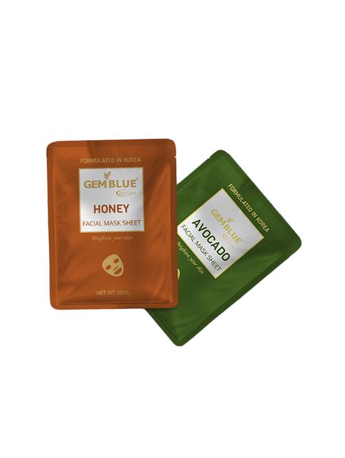 gemblue biocare honey +avocado facial mask sheet pack of 2 - 17092444 - Standard Image - 1