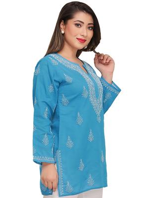 chikankari straight kurti - 17092958 - Standard Image - 2
