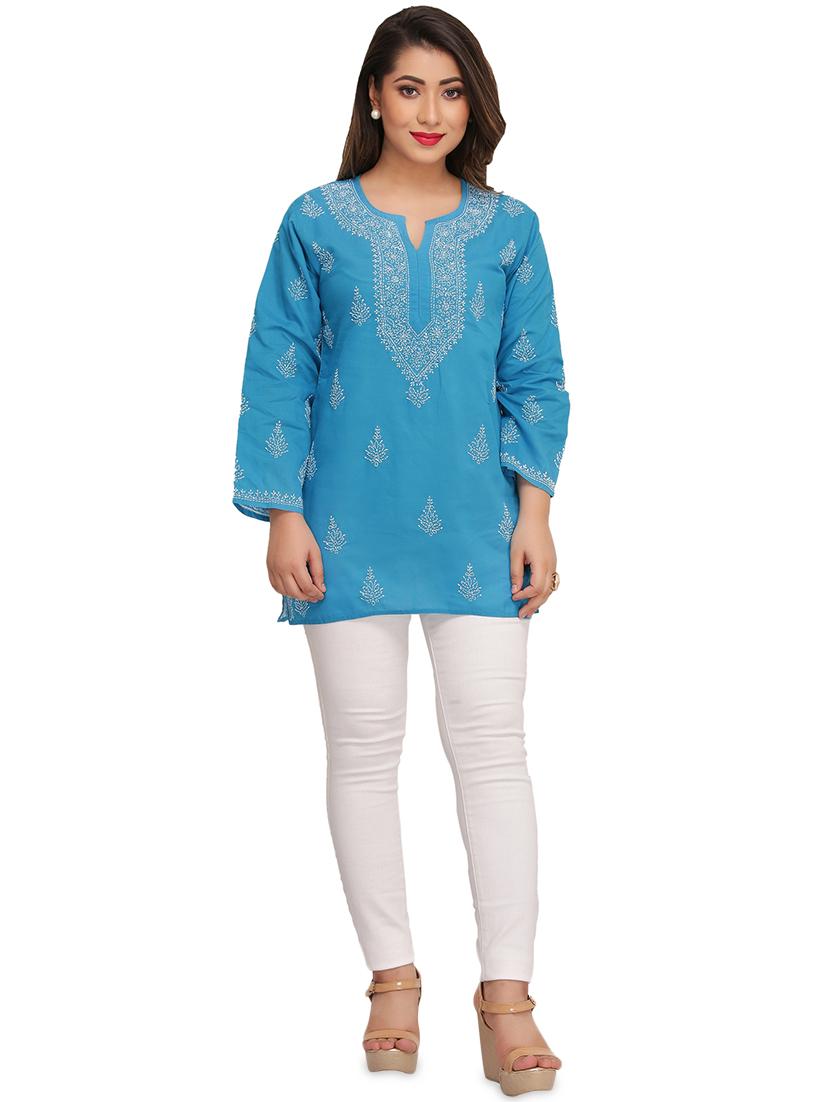 chikankari straight kurti - 17092958 - Zoom Image - 4