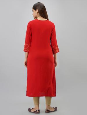 embroidered straight kurta - 17093266 - Standard Image - 3