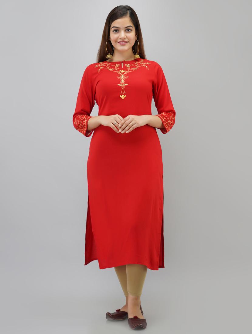 embroidered straight kurta - 17093266 - Zoom Image - 1