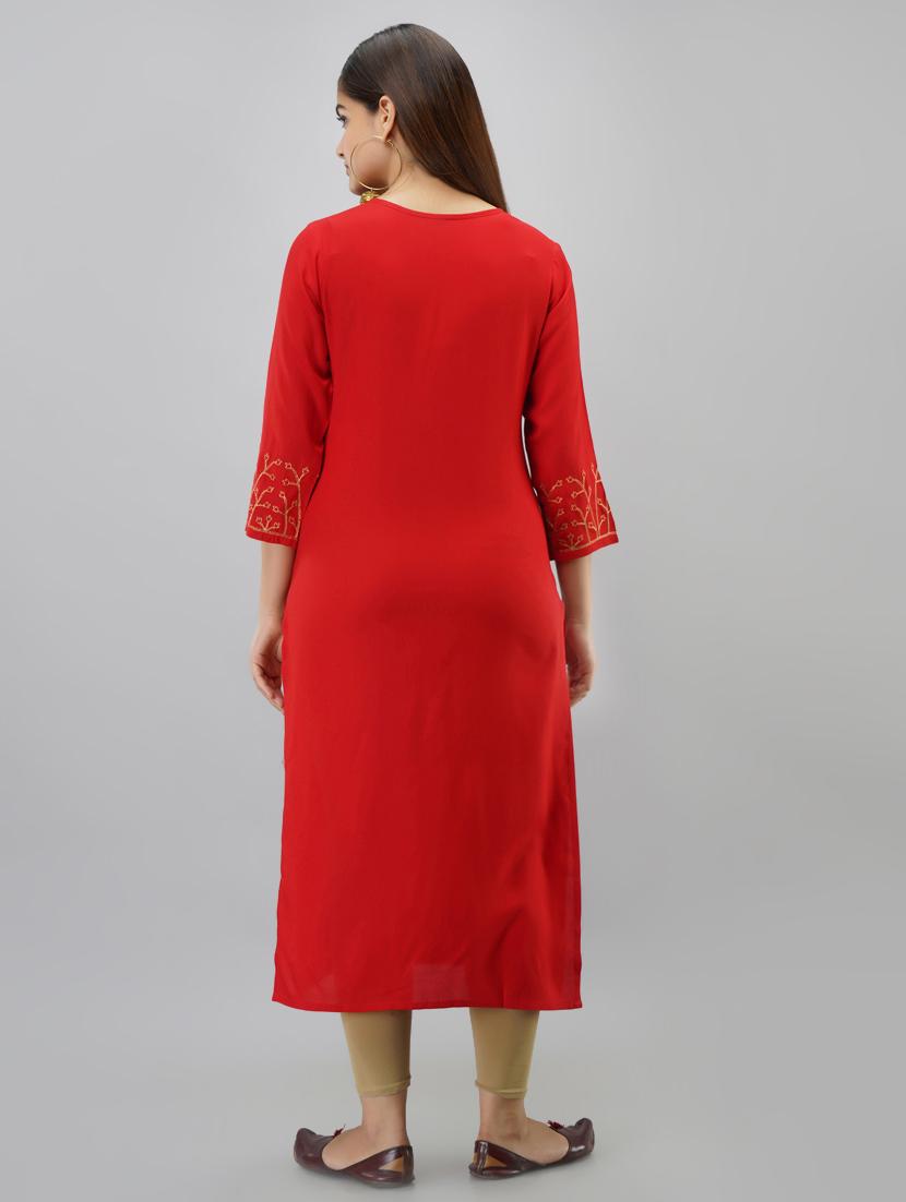 embroidered straight kurta - 17093266 - Zoom Image - 3