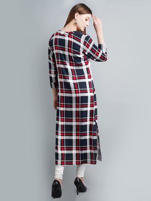 checkered straight kurta - 17094155 - Standard Image - 3