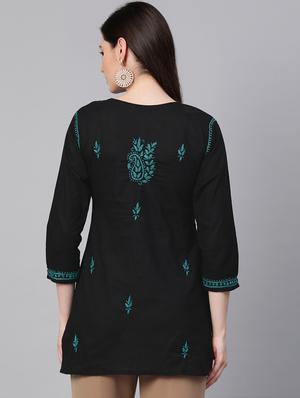 ada hand-embroidered black chikankari kurti - 17094441 - Standard Image - 3